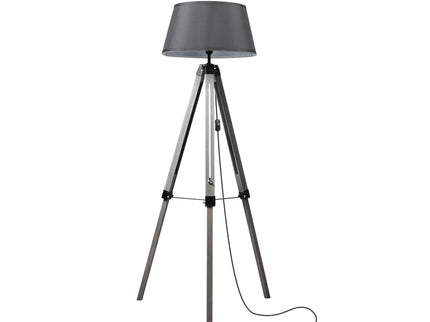 EMITTO Tripod Wooden Floor Lamp Shaded Grey-1864184396748296192