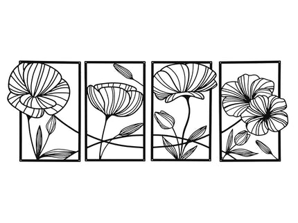 Yezi Metal Wall Art 4Pcs Floral Minimalist Line Decor-1910149776071069696