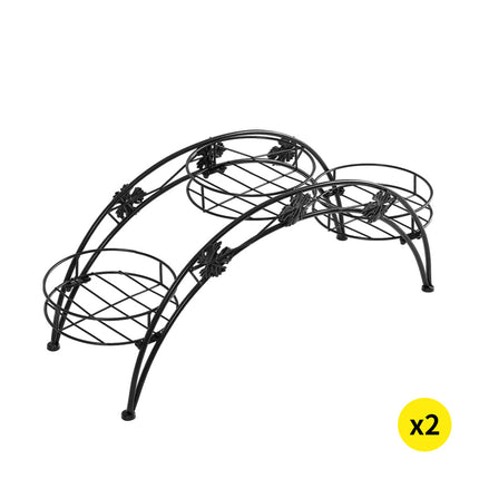 2X Plant Stand Outdoor Indoor Metal Black-1975420419141931008