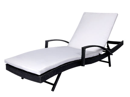 Levede Sun Lounger Wicker Lounge Outdoor Grey-1864184449244205056