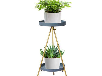 Levede Plant Stand 2 Tiers Outdoor Indoor Grey Gold Medium-1864184724352798720