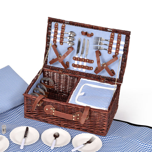 4 Person Picnic Basket Baskets Set Outdoor-1864183149525864448