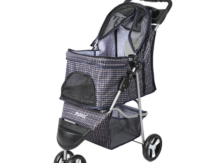 PaWz Large Pet Stroller Dog Cat Carrier Plaid-1864184623995686912