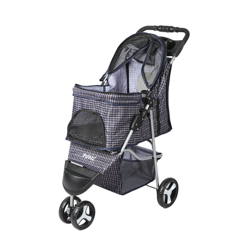 PaWz Large Pet Stroller Dog Cat Carrier Plaid-1864184623995686912