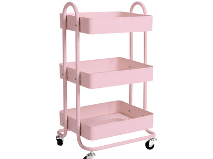Levede 3 Tiers Kitchen Trolley Cart Pink-1917016721554804736