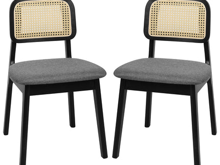 Levede 2x Dining Chair Wood Rattan Armless Black-1910112280654254080