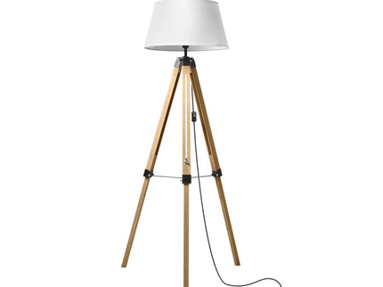 EMITTO Tripod Wooden Floor Lamp Shaded Natural-1864184396886708224