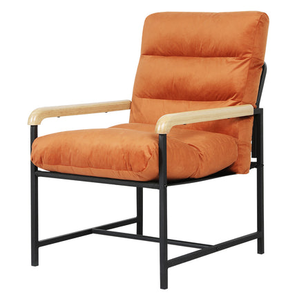 Levede Metal Framed Lounge Chair Velvet in Orange-1975420342130315264