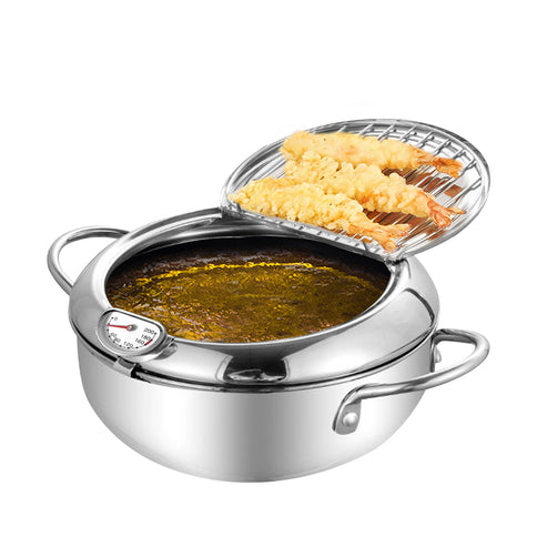 TOQUE 24cm Japanese Deep Frying Pan Silver-1864184346043355136