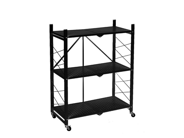 Levede Foldable Storage Shelf Display Black 3 Tiers-1864184714152251392