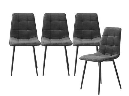 Levede 4x Dining Chairs Kitchen Velvet Grey-1942353398804385792