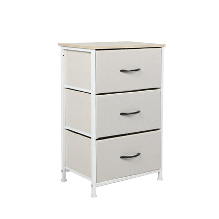 Levede Chest of 3 Drawers Bedside Table Beige-1973194073426759680