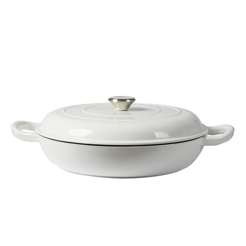 TOQUE 3.5L Enamel Dutch Oven Pan in White Colour-1864184348887093248