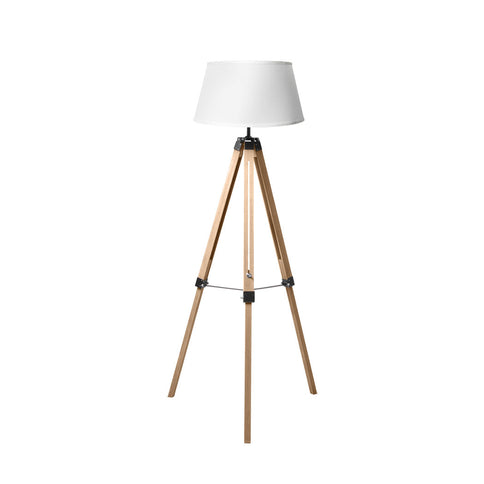EMITTO Tripod Wooden Floor Lamp Shaded Natural-1864184396886708225