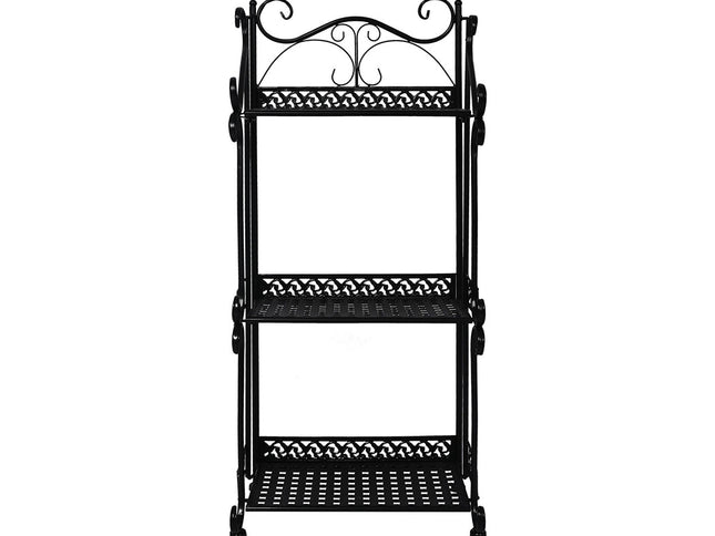 Levede Plant Stand 3 Tiers Outdoor Indoor Black-1973193777447309313