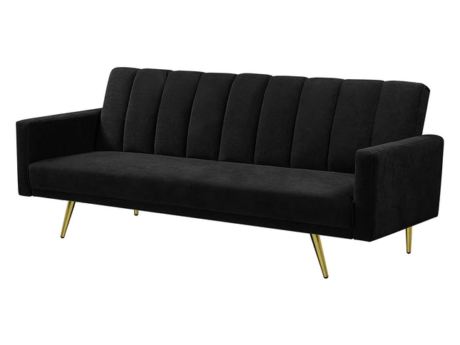Levede Sofa Bed Convertible Velvet Lounge Recliner Couch Sleeper 3 Seater Black-1975420375357591553