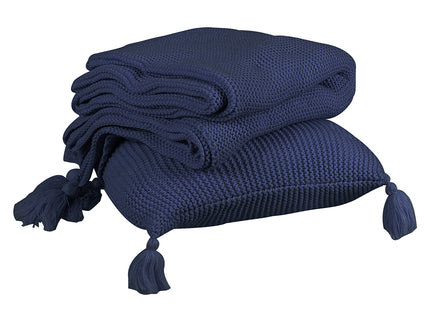 DreamZ Knitting Throw Blanket Cushion Navy-1910113223319883777