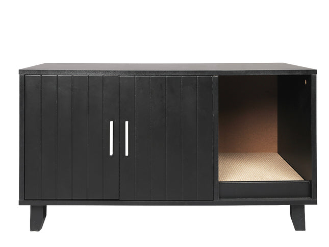 PaWz Enclosed Cat Litter Cabinet Box Black-1975420459243671553