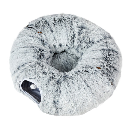 Pawz Cat Tunnel Foldable Fluffy Plush Play Tube Grey-1973193512761561089