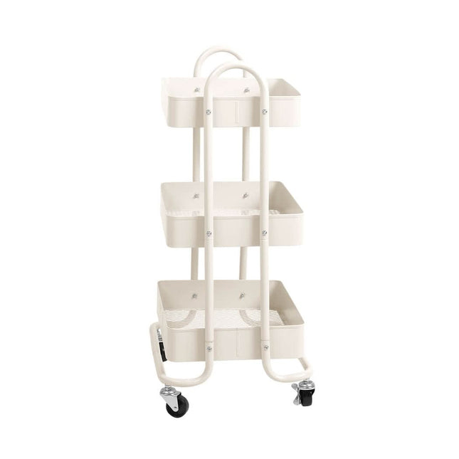 Levede 3 Tiers Kitchen Trolley Cart White-1954802728890929153
