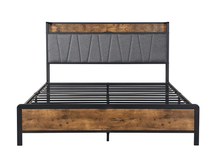 Levede Double Bed Frame Tufted Headboard USB Charge-1910112197686726657