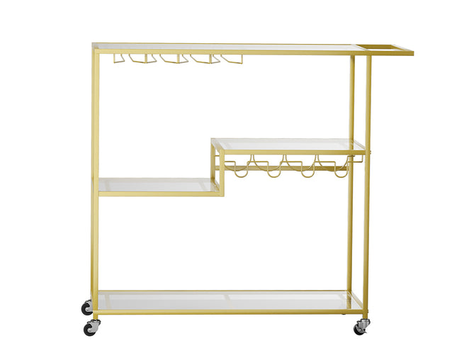 Levede Bar Cart Gold Drinks Serving Trolley 4 Tier-1886651029177634817