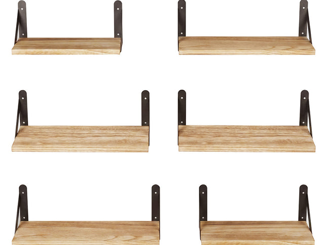 Levede Floating Wall Shelves 6 Pcs Wall Mounted Display Bookshelf Rack Kitchen-2050059024132608001