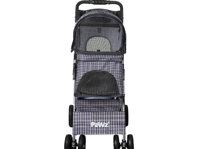 PaWz Large Pet Stroller Dog Cat Carrier Plaid-1864184624289288193