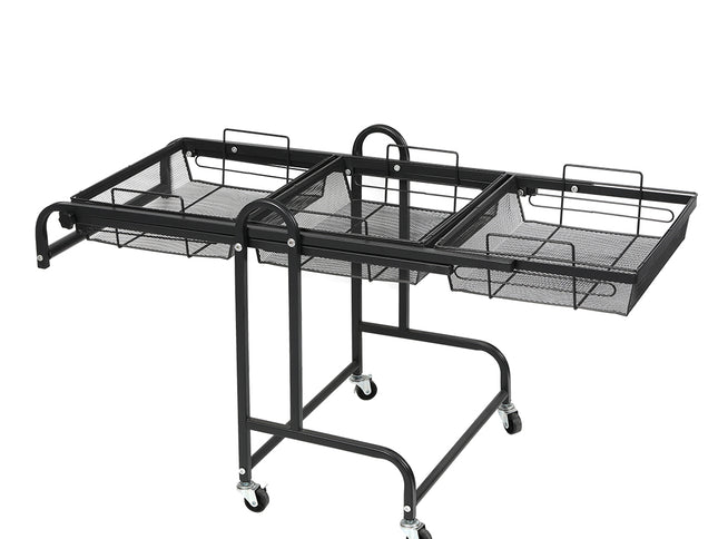 Levede 3 Tier Kitchen Trolley Cart Swivel Black Colour-1864184350699032577
