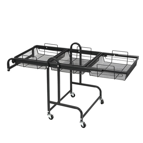 Levede 3 Tier Kitchen Trolley Cart Swivel Black Colour-1864184350699032577