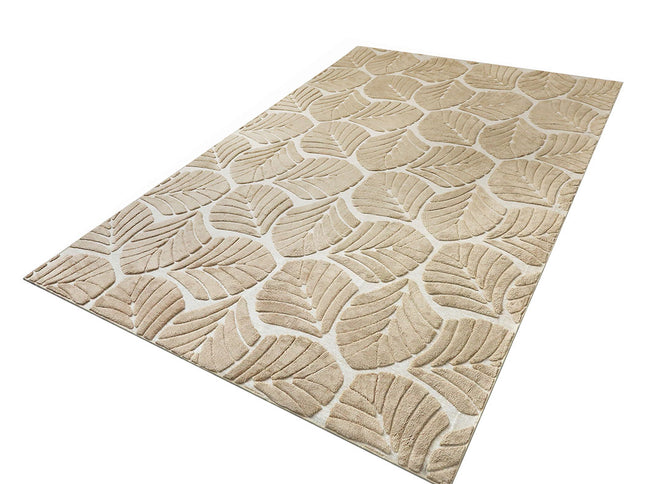 Marlow Floor Rug Soft Embossed Carpet Non Slip Plush Shaggy Rugs Leaf Pattern-1910112211645370369