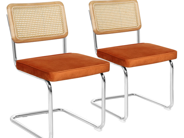 Levede 2xRattan Chair Dining Chairs Orange-1942353411521515521