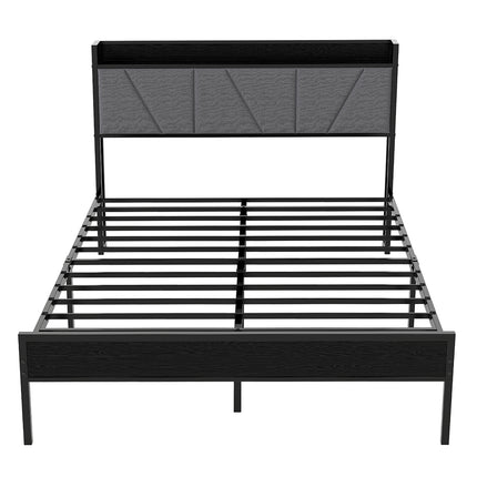 Levede Queen Bed Frame Steel Base with Headboard Grey-2006732773129326593