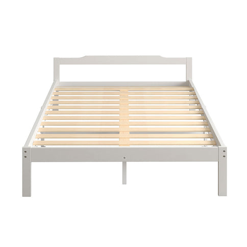 Levede Wooden Bed Frame Double Size White-1864183192601366529