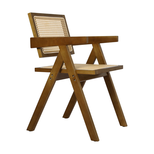Levede 1x Walnut Wicker Armchair Dining Chair-1973194083212070913