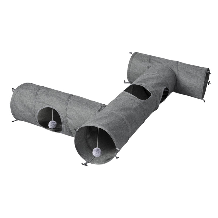 Pawz Large Cat Tunnels 3 Pcs Modular Foldable Linen Tube Kittens Rabbits Toys-2029334097180102657