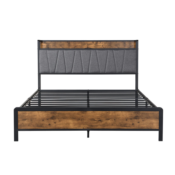Levede Double Bed Frame Tufted Headboard USB Charge-1973193436232290305
