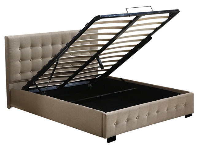 Levede Fabric Bed Frame Queen Tufted Beige-1942353310849830913