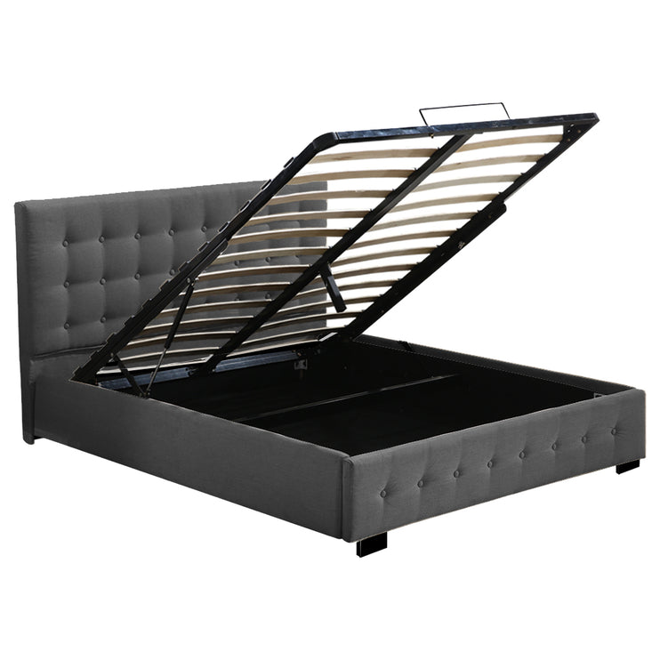Levede Gas Lift Bed Frame Fabric Base Double Dark Grey-1973194028363157505