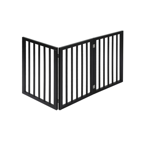 PaWz 3 Panels Wooden Pet Gate Dog Fence Black 2000x 3MM-1873543425270353921
