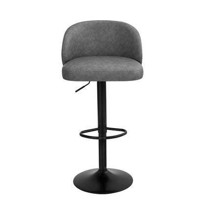 Levede 4x Bar Stool Swivel Gas Lift PU Leather Grey-2006732718938918913