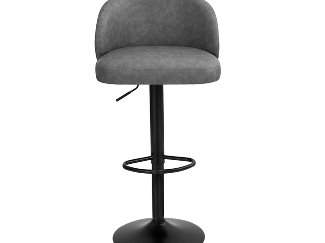 Levede 4x Bar Stool Swivel Gas Lift PU Leather Grey-2006732718938918913