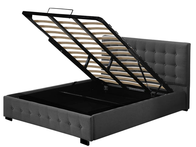 Levede Fabric Bed Frame King Tufted Dark Grey-1973194028547706881