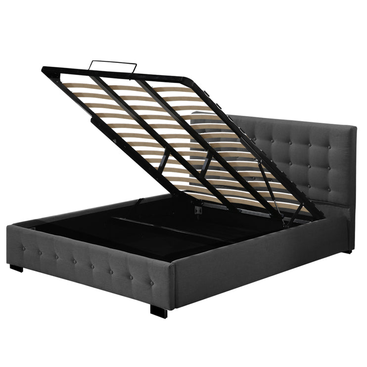 Levede Fabric Bed Frame King Tufted Dark Grey-1973194028547706881