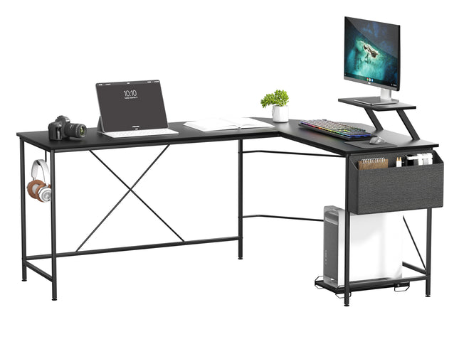 Levede Computer Desk Corner Desk Black-1973193440330125313