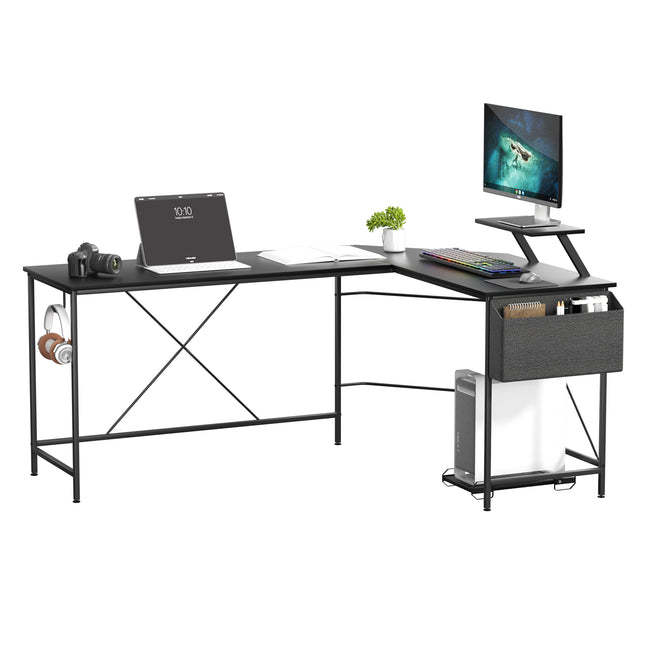 Levede Computer Desk Corner Desk Black-1973193440330125313