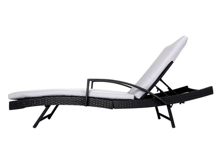 Levede Sun Lounger Wicker Lounge Outdoor Grey-1864184449244205057