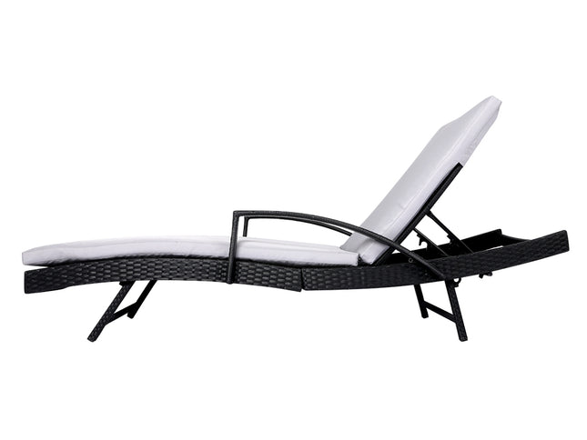 Levede Sun Lounger Wicker Lounge Outdoor Grey-1864184449244205057