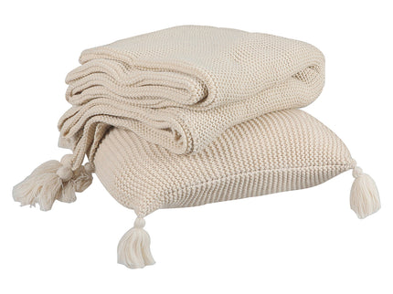 DreamZ Knitting Throw Blanket Cushion Beige-1910113222975950849