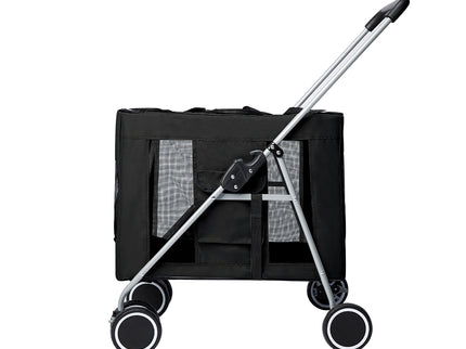 PaWz Pet Stroller Dog Cat Cage Carrier Black-1864184495075364865